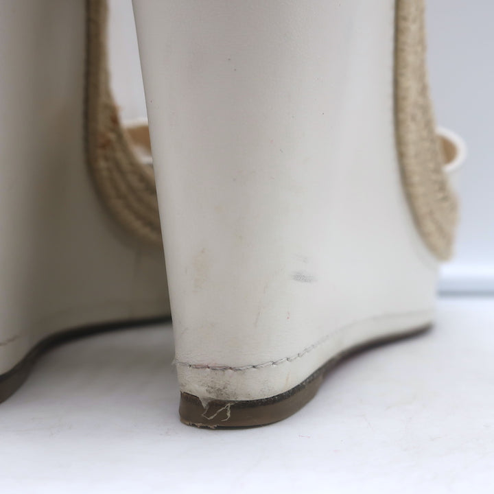 Christian Louboutin Almeria 120 Espadrille Wedge Sandals White Leather Size 37