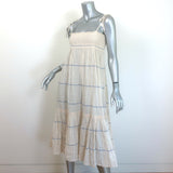 Tory Burch Smocked Midi Dress Ivory Striped Cotton Size Small