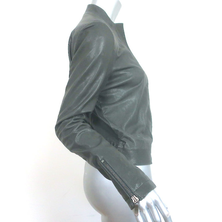 J Brand Leather Jacket Gray Size Small