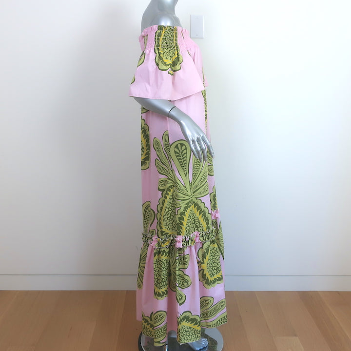 La DoubleJ Capalbio Maxi Dress Pink Big Pineapple Print Size Extra Small NEW