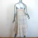 Tory Burch Smocked Midi Dress Ivory Striped Cotton Size Small