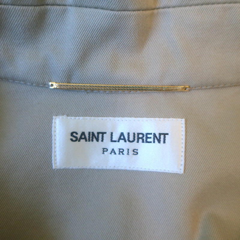Saint Laurent Saharienne Safari Dress Beige Gabardine Size 40 Long Sleeve Mini