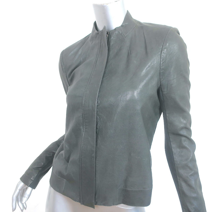 J Brand Leather Jacket Gray Size Small