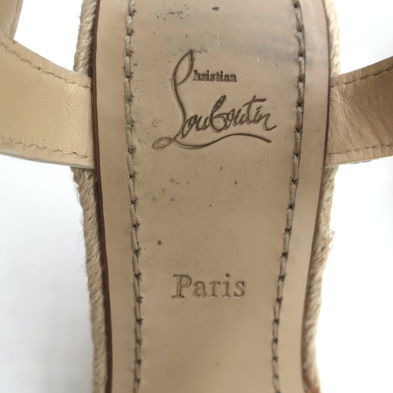 Christian Louboutin Almeria 120 Espadrille Wedge Sandals White Leather Size 37