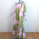 La DoubleJ Capalbio Maxi Dress Pink Big Pineapple Print Size Extra Small NEW