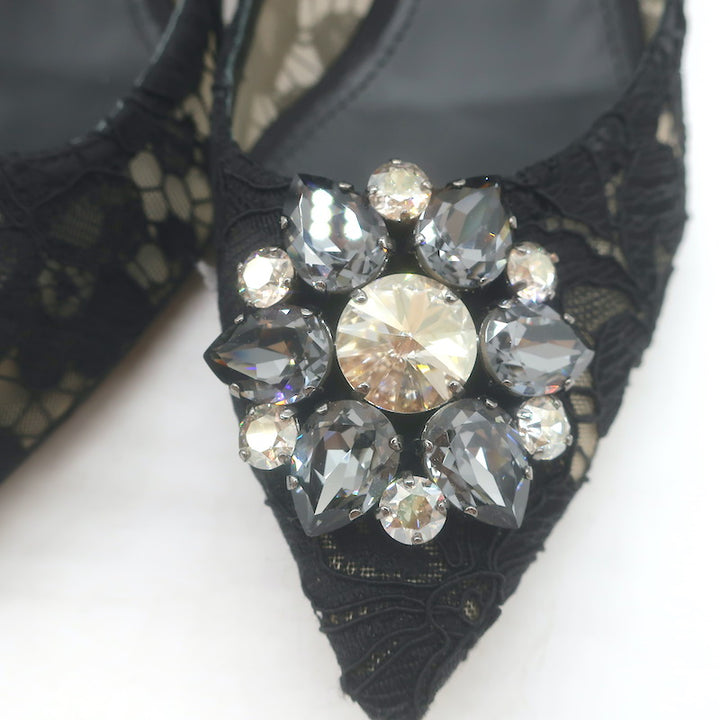 Dolce &amp; Gabbana Bellucci Crystal-Embellished Lace Pumps Black Size 42