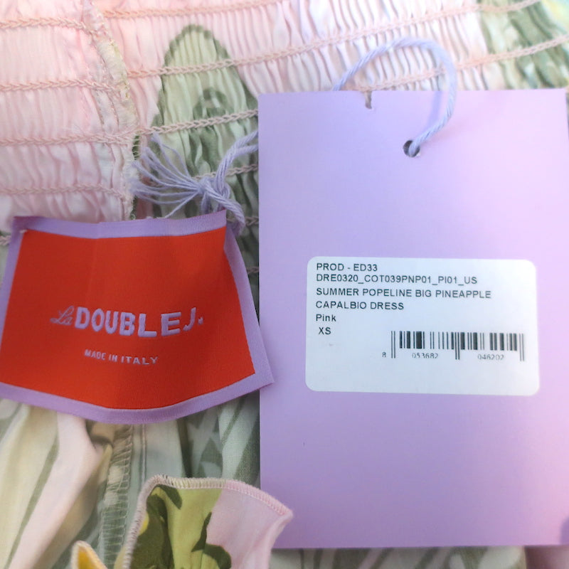 La DoubleJ Capalbio Maxi Dress Pink Big Pineapple Print Size Extra Small NEW