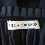 Ulla Johnson Midi Dress Tullia Black Pleated Satin Size 0 Sleeveless Tie Neck