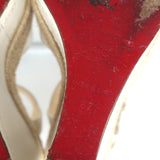 Christian Louboutin Almeria 120 Espadrille Wedge Sandals White Leather Size 37