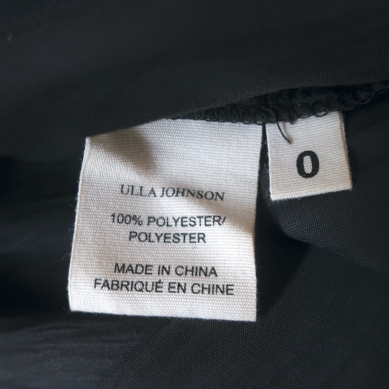 Ulla Johnson Midi Dress Tullia Black Pleated Satin Size 0 Sleeveless Tie Neck