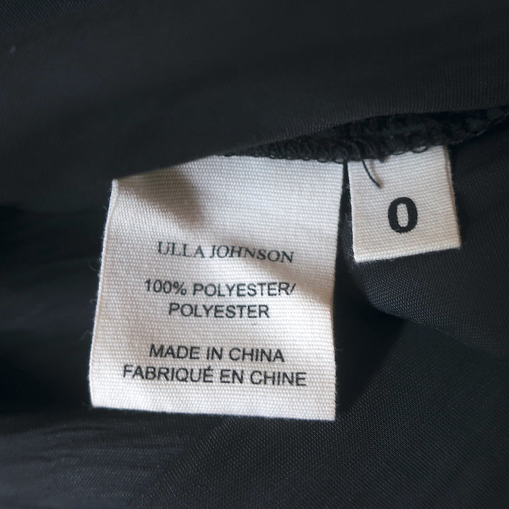 Ulla Johnson Midi Dress Tullia Black Pleated Satin Size 0 Sleeveless Tie Neck