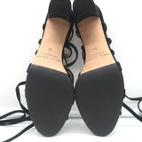 Manolo Blahnik Jena Lace-Up Sandals Black Suede Size 39 Open Toe Heels