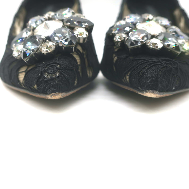 Dolce &amp; Gabbana Bellucci Crystal-Embellished Lace Pumps Black Size 42