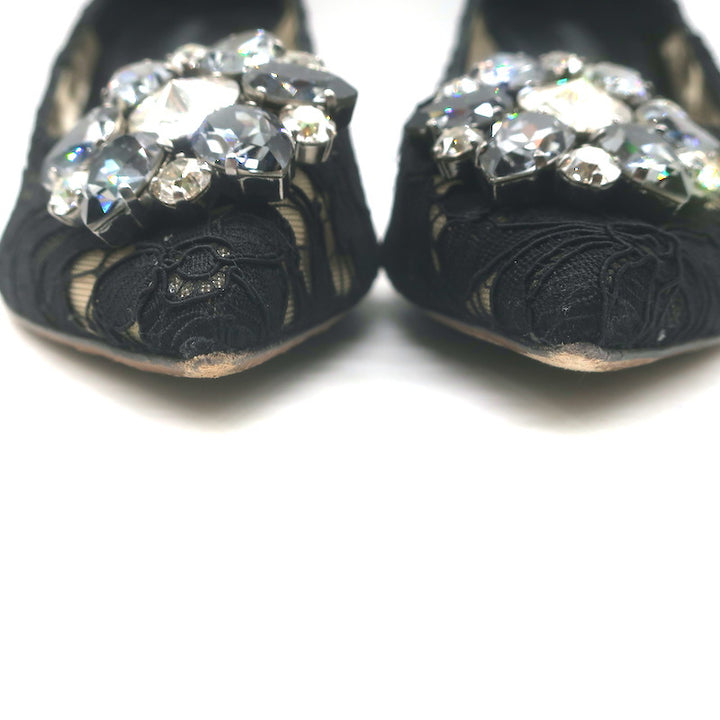 Dolce &amp; Gabbana Bellucci Crystal-Embellished Lace Pumps Black Size 42