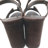 Hermes Jazz 90 Platform Ankle Strap Sandals Dark Brown Suede Size 39