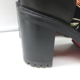 Christian Louboutin Croc Spike Studded Floral-Embroidered Boots Black Size 37.5
