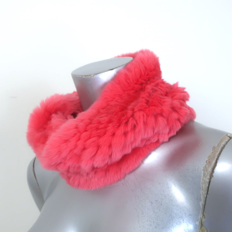 Yves Salomon Chalk Rabbit Fur Snood Scarf Pink NEW