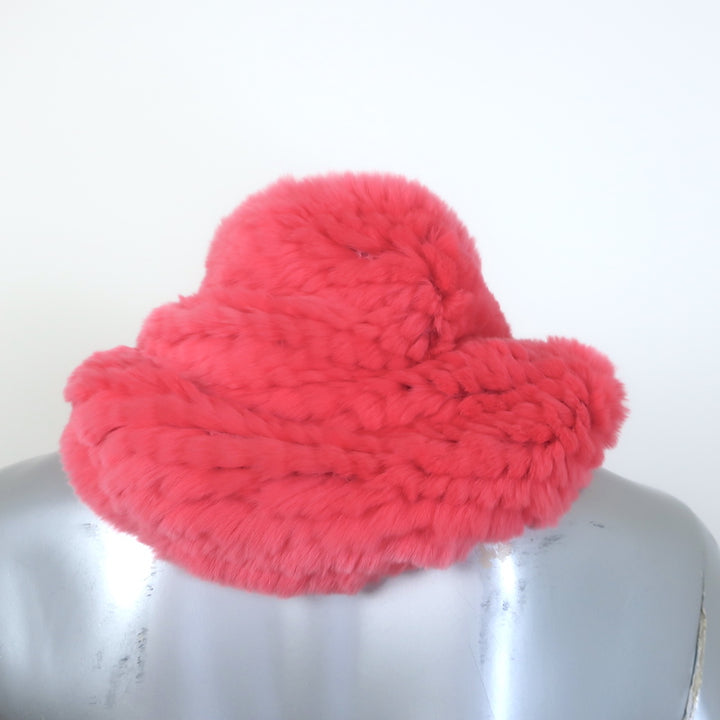 Yves Salomon Chalk Rabbit Fur Snood Scarf Pink NEW