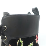Christian Louboutin Croc Spike Studded Floral-Embroidered Boots Black Size 37.5