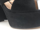 Gianvito Rossi 70 Crisscross Platform Slide Sandals Black Suede Size 39