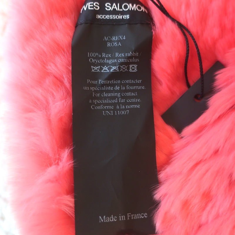 Yves Salomon Chalk Rabbit Fur Snood Scarf Pink NEW