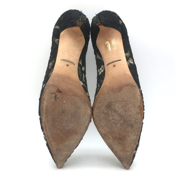 Dolce &amp; Gabbana Bellucci Crystal-Embellished Lace Pumps Black Size 42