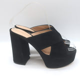 Gianvito Rossi 70 Crisscross Platform Slide Sandals Black Suede Size 39