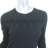 Oscar de La Renta Guipure Lace-Trimmed Asymmetric Dress Black Knit Size Medium
