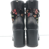 Christian Louboutin Croc Spike Studded Floral-Embroidered Boots Black Size 37.5