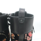 Christian Louboutin Croc Spike Studded Floral-Embroidered Boots Black Size 37.5