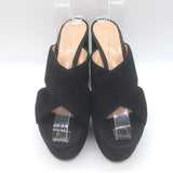 Gianvito Rossi 70 Crisscross Platform Slide Sandals Black Suede Size 39