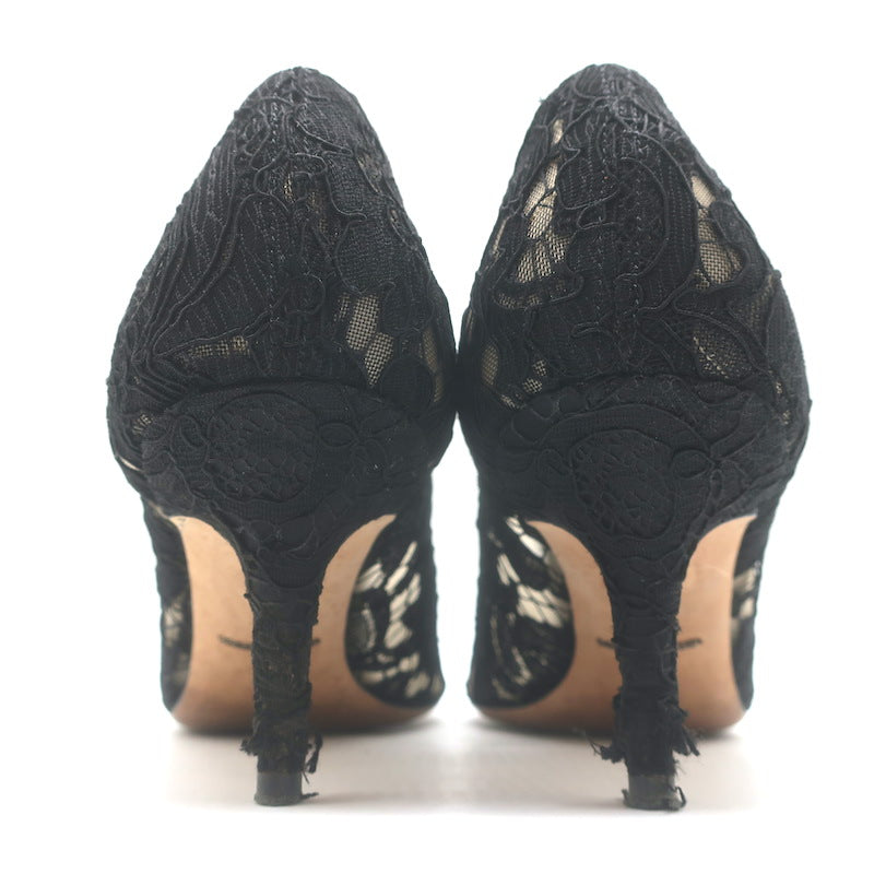 Dolce &amp; Gabbana Bellucci Crystal-Embellished Lace Pumps Black Size 42