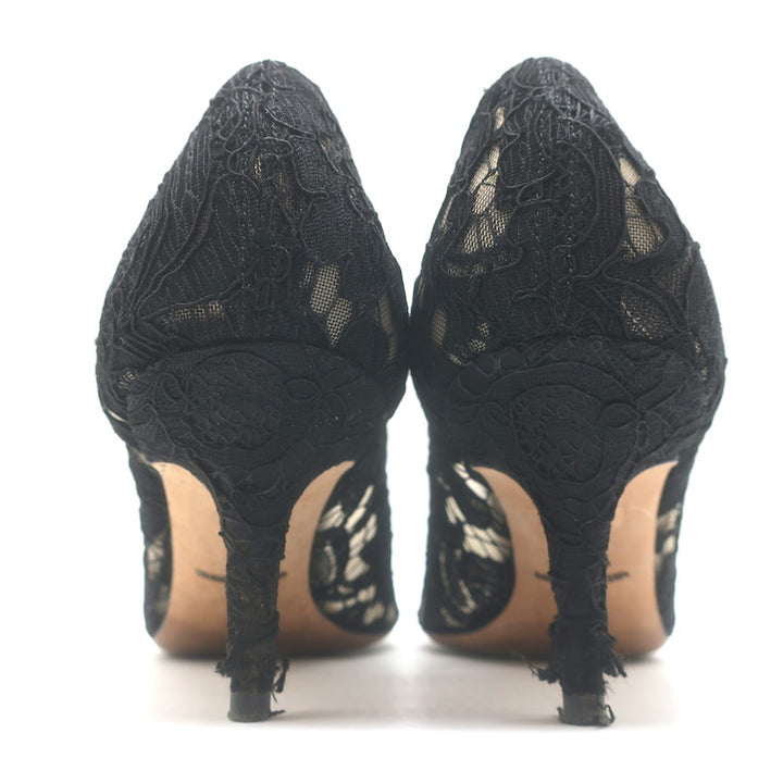 Dolce &amp; Gabbana Bellucci Crystal-Embellished Lace Pumps Black Size 42