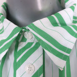 GANNI Striped Wrap Shirt White & Green Cotton Size 38 Long Sleeve Top
