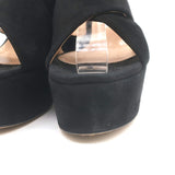 Gianvito Rossi 70 Crisscross Platform Slide Sandals Black Suede Size 39