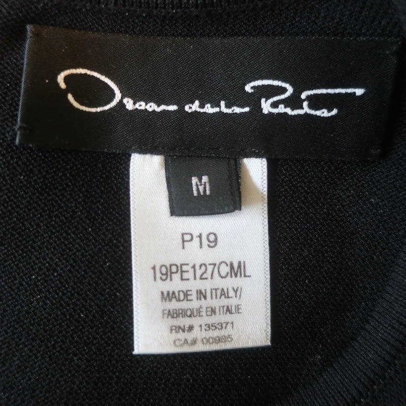 Oscar de La Renta Guipure Lace-Trimmed Asymmetric Dress Black Knit Size Medium