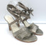 Stuart Weitzman Ankle Wrap Sandals Pewter/Gold Metallic Leather Size 8.5