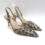 Manolo Blahnik Carolyne Metallic Leopard Print Suede Slingback Pumps Size 41