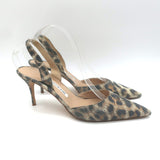 Manolo Blahnik Carolyne Metallic Leopard Print Suede Slingback Pumps Size 41