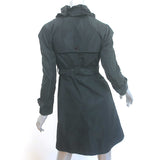 Dolce & Gabbana Ruffled Trench Coat Black Polyester Size 38 Belted Jacket