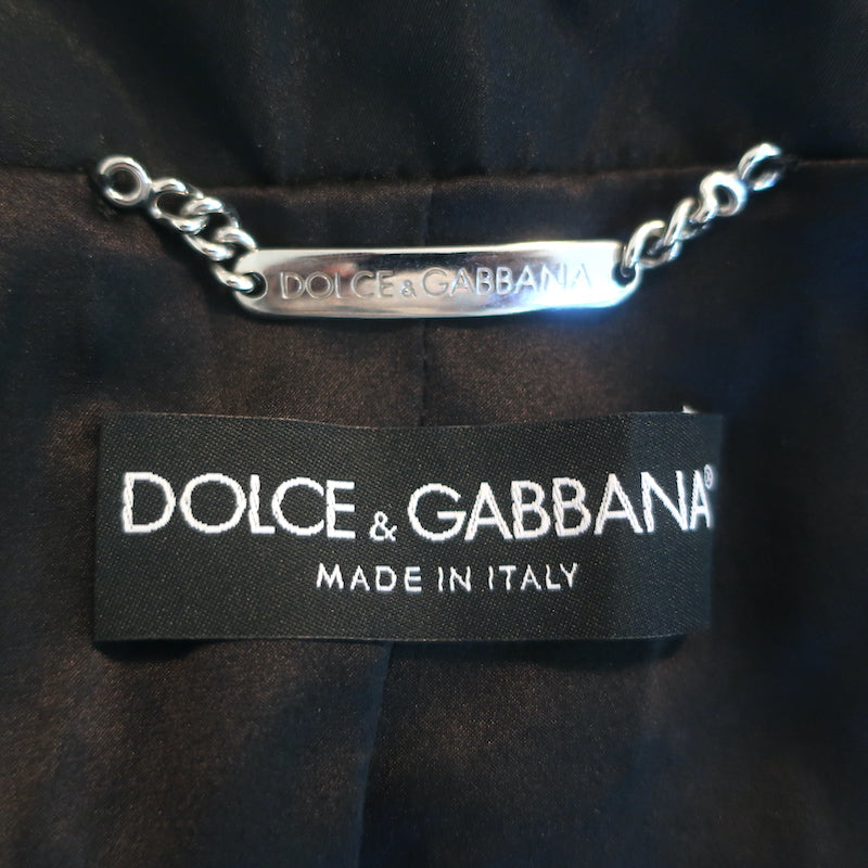 Dolce &amp; Gabbana Ruffled Trench Coat Black Polyester Size 38 Belted Jacket