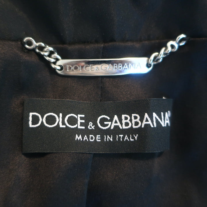 Dolce &amp; Gabbana Ruffled Trench Coat Black Polyester Size 38 Belted Jacket