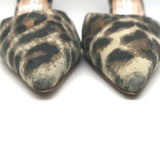 Manolo Blahnik Carolyne Metallic Leopard Print Suede Slingback Pumps Size 41