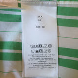 GANNI Striped Wrap Shirt White & Green Cotton Size 38 Long Sleeve Top
