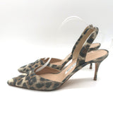 Manolo Blahnik Carolyne Metallic Leopard Print Suede Slingback Pumps Size 41