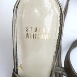 Stuart Weitzman Ankle Wrap Sandals Pewter/Gold Metallic Leather Size 8.5