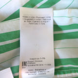 GANNI Striped Wrap Shirt White & Green Cotton Size 38 Long Sleeve Top