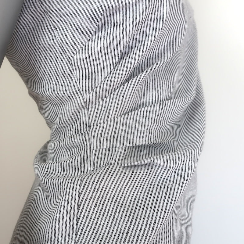 Vince Ticking Stripe Draped Midi Dress Blue/White Linen-Cotton Size 2 NEW