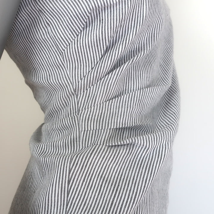 Vince Ticking Stripe Draped Midi Dress Blue/White Linen-Cotton Size 2 NEW