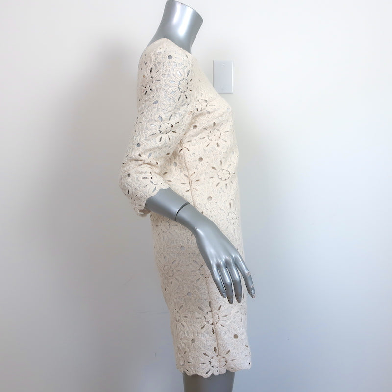 Sezane Krissy Guipure Lace Mini Dress Ecru Size 34 NEW Celebrity Owned Sezane Krissy Guipure Lace Mini Dress Ecru Size 34 NEW Celebrity Owned